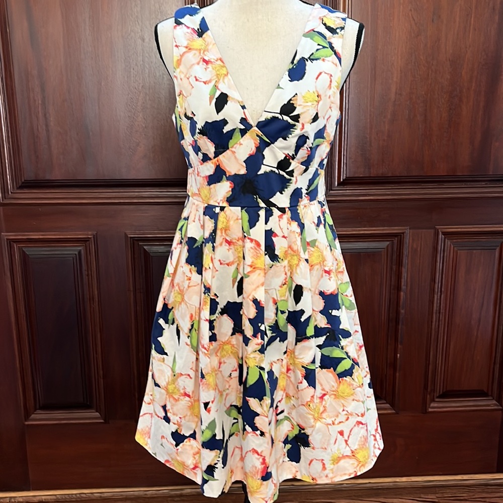 J. Crew Floral, Fit & Flare,  V-neck dress  - size 6